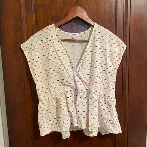 Madewell Embroidered Peplum Top
